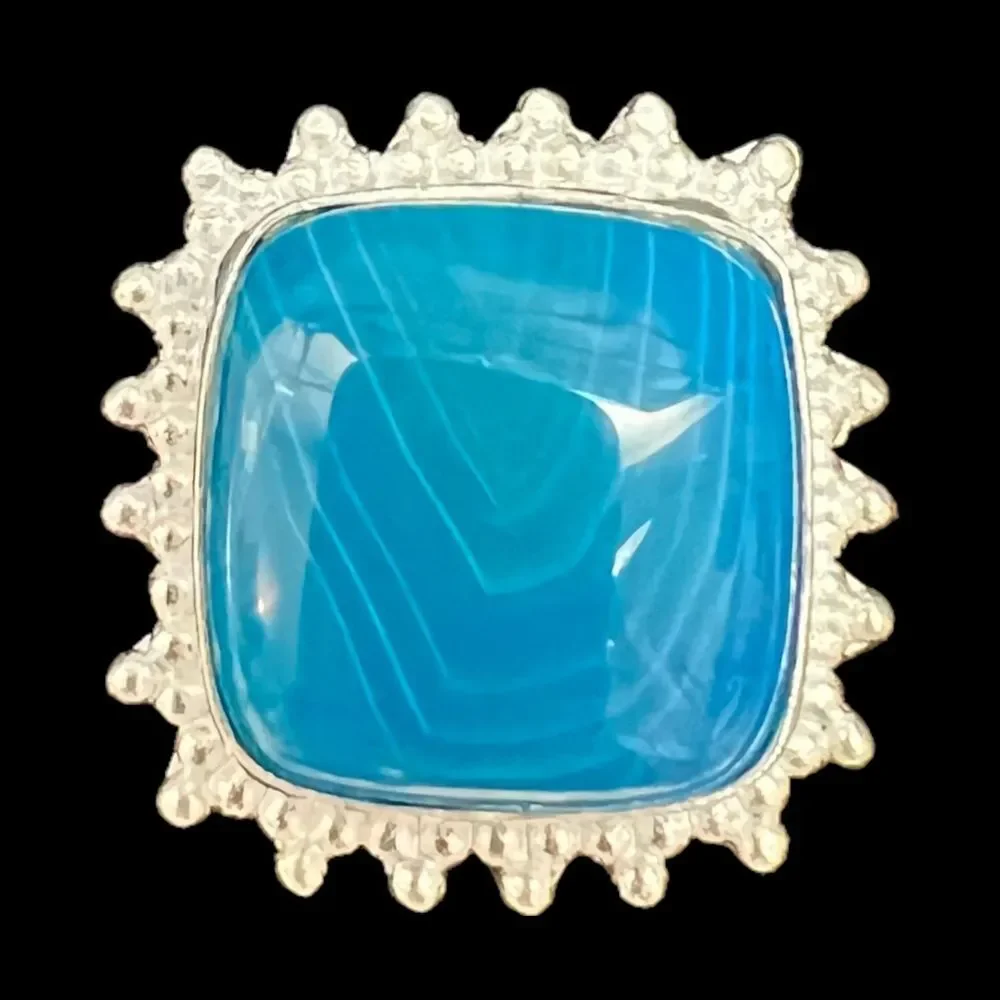 Sterling Silver Genuine Botswana Agate Gemstone Handmade Jewelry Ring Size 8.5 - Picture 2 of 10